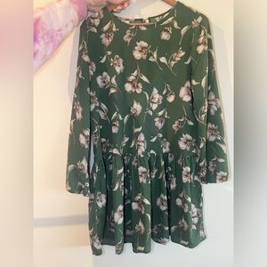 Floral Green long sleeve dress